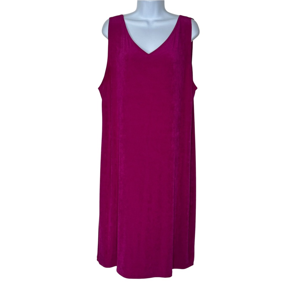 Travelers by Chicos Dress 3 XL Magenta Pink V-Neck Sleeveless Wrinkle Resistant